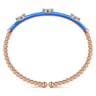 Enamel - 14K Rose Gold Bujukan Blue Topaz Split Bangle with Blue Enamel