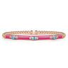 Enamel - 14K Rose Gold Bujukan Blue Topaz Split Bangle with Fuchsia Enamel
