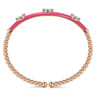 Enamel - 14K Rose Gold Bujukan Blue Topaz Split Bangle with Fuchsia Enamel