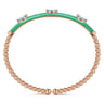 Enamel - 14K Rose Gold Bujukan Blue Topaz Split Bangle with Mint Green Enamel