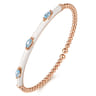 Enamel - 14K Rose Gold Bujukan Blue Topaz Split Bangle with White Enamel
