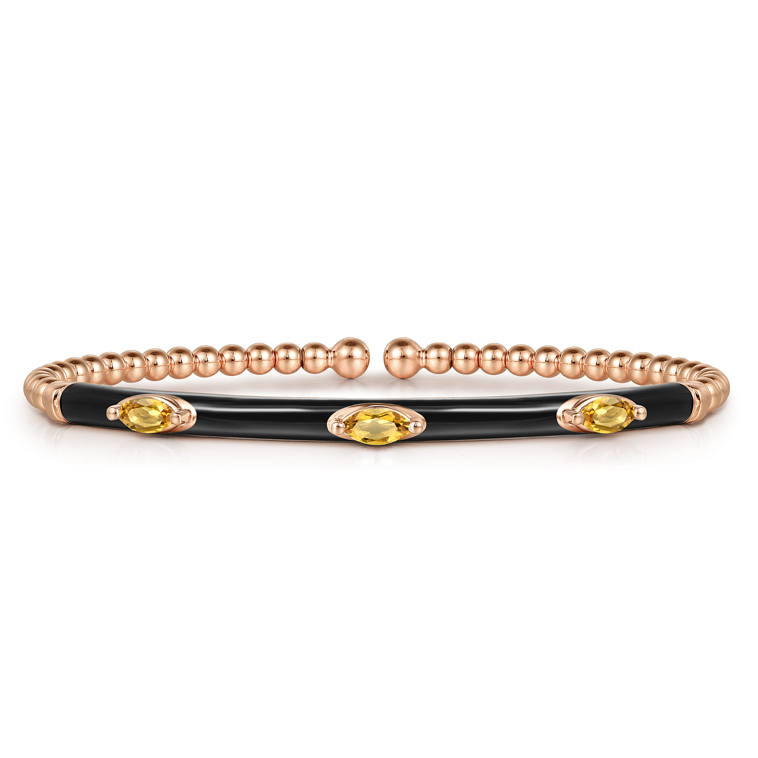 Enamel - 14K Rose Gold Bujukan Citrine Split Bangle with Black Enamel - Shot 1