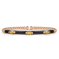Enamel - 14K Rose Gold Bujukan Citrine Split Bangle with Black Enamel