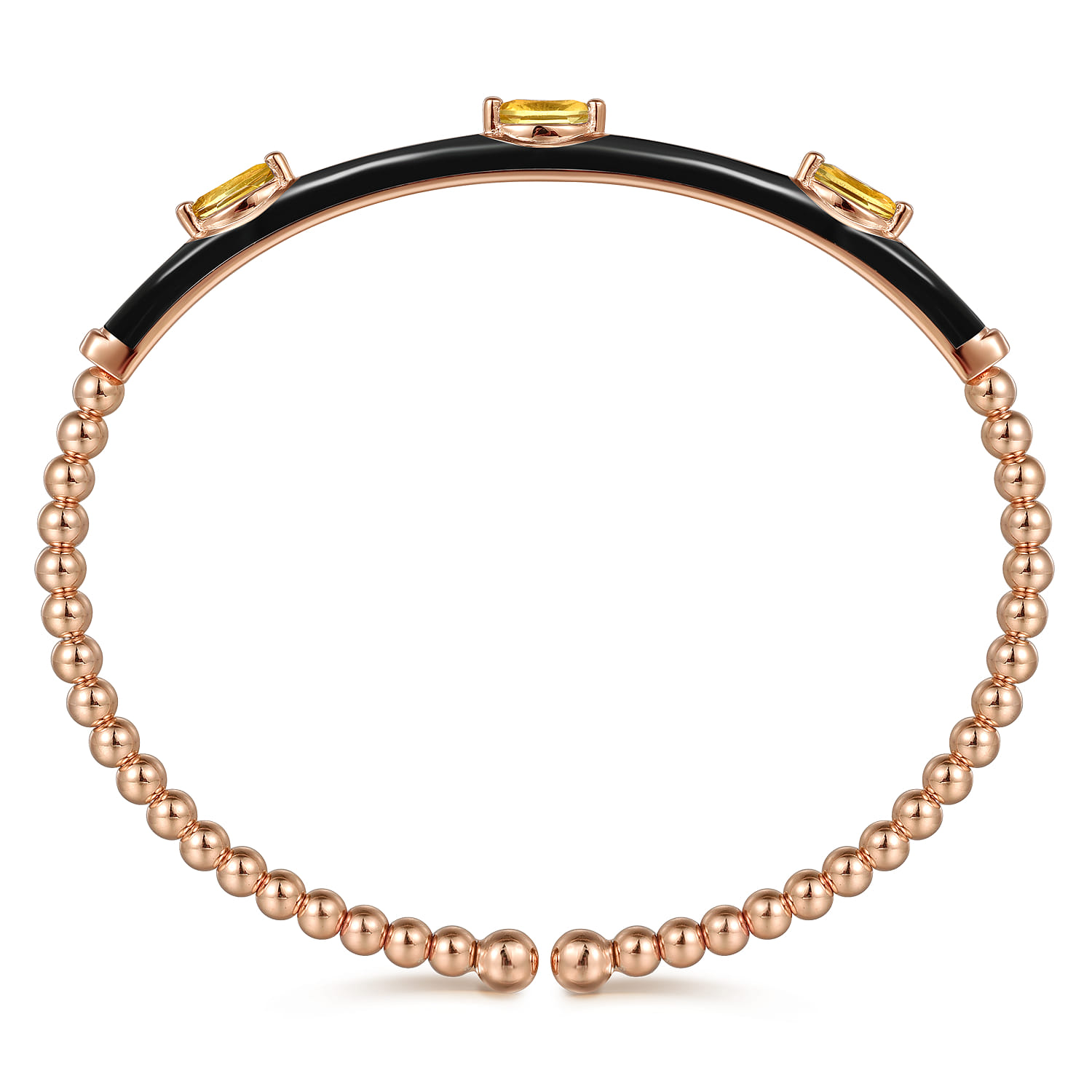 Enamel - 14K Rose Gold Bujukan Citrine Split Bangle with Black Enamel - Shot 3