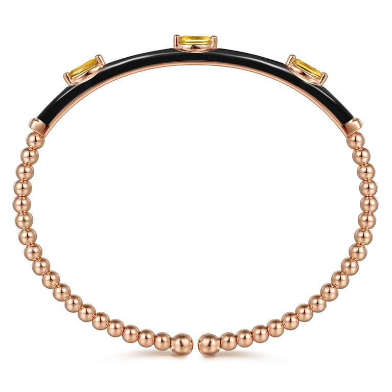 Enamel - 14K Rose Gold Bujukan Citrine Split Bangle with Black Enamel - Shot 3