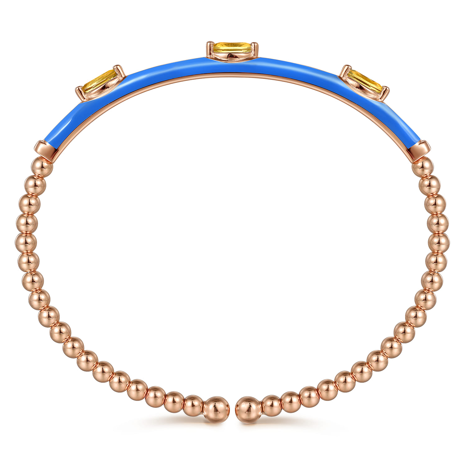 Enamel - 14K Rose Gold Bujukan Citrine Split Bangle with Blue Enamel - Shot 3