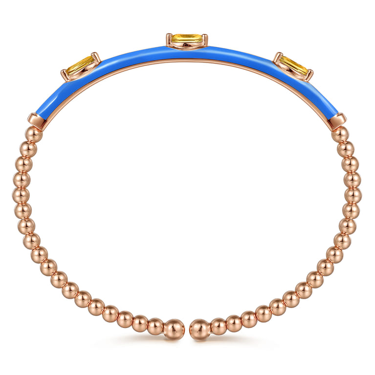 Enamel - 14K Rose Gold Bujukan Citrine Split Bangle with Blue Enamel - Shot 3