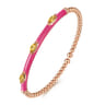 Enamel - 14K Rose Gold Bujukan Citrine Split Bangle with Fuchsia Enamel