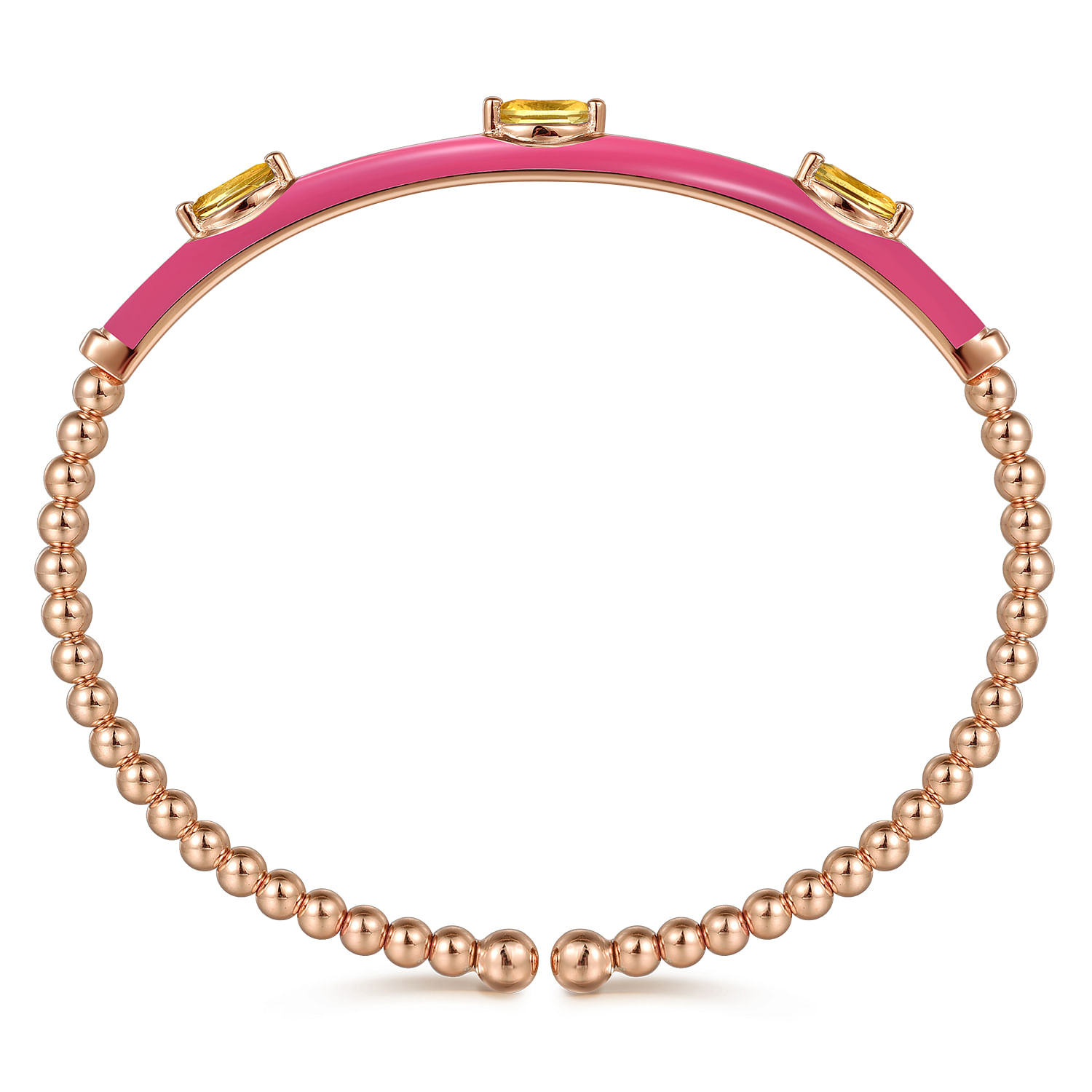 Enamel - 14K Rose Gold Bujukan Citrine Split Bangle with Fuchsia Enamel - Shot 3