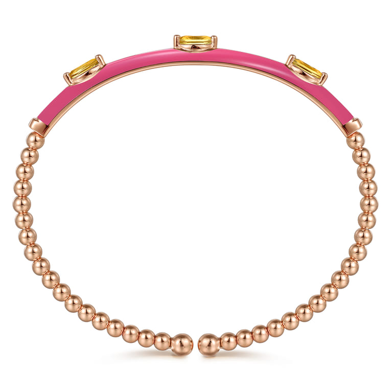 Enamel - 14K Rose Gold Bujukan Citrine Split Bangle with Fuchsia Enamel - Shot 3