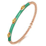 Enamel - 14K Rose Gold Bujukan Citrine Split Bangle with Mint Green Enamel