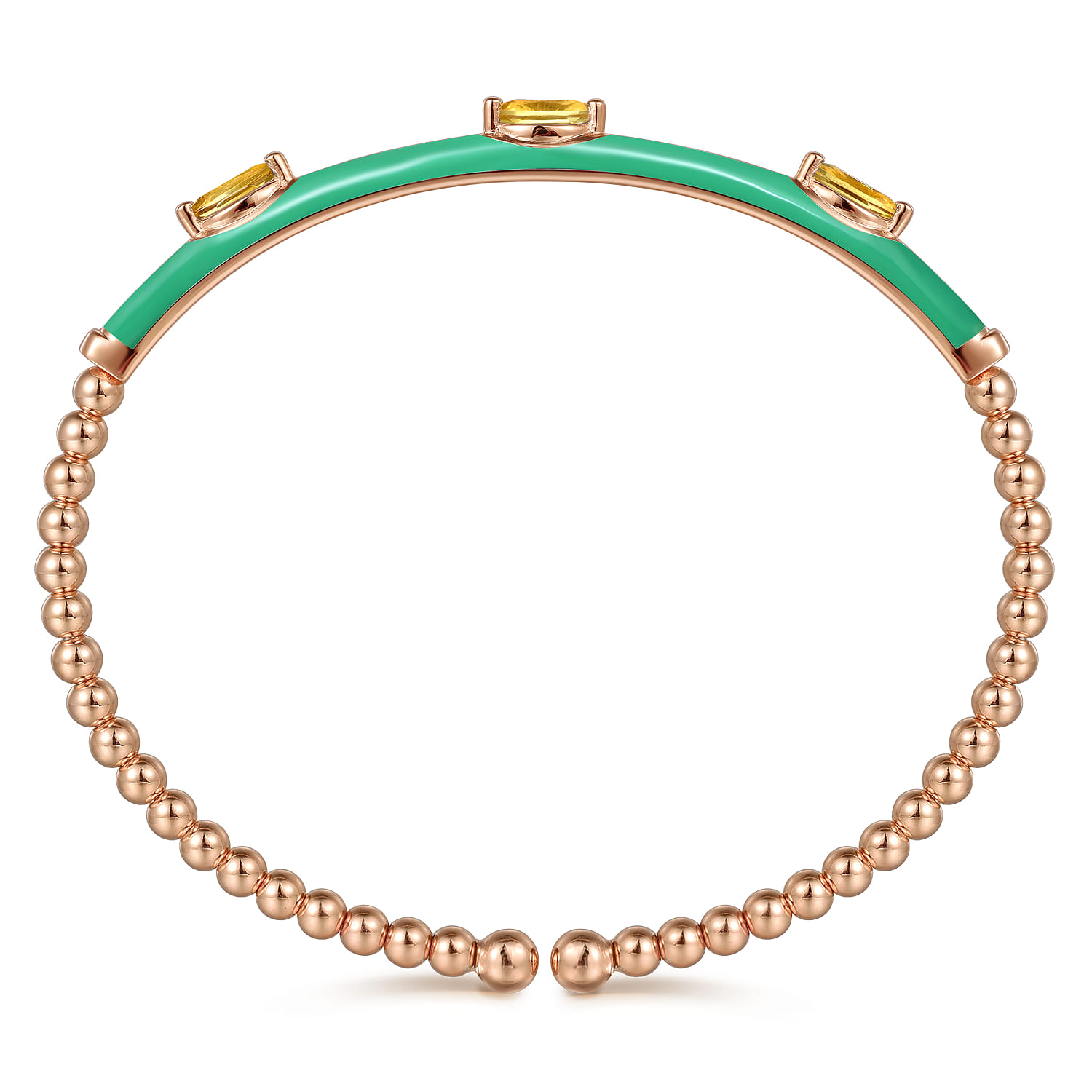 Enamel - 14K Rose Gold Bujukan Citrine Split Bangle with Mint Green Enamel - Shot 3