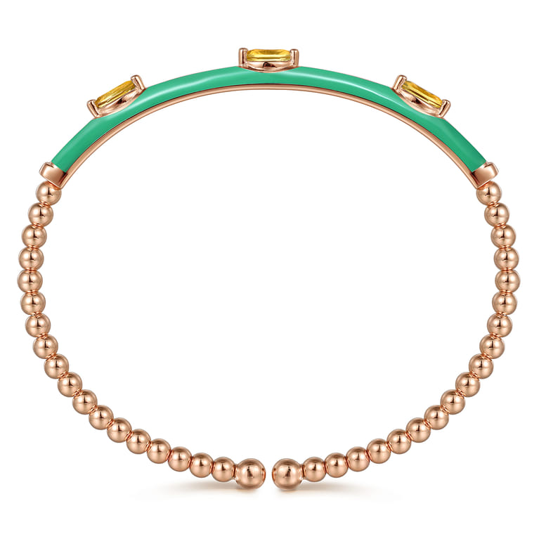 Enamel - 14K Rose Gold Bujukan Citrine Split Bangle with Mint Green Enamel - Shot 3