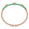 Enamel - 14K Rose Gold Bujukan Citrine Split Bangle with Mint Green Enamel