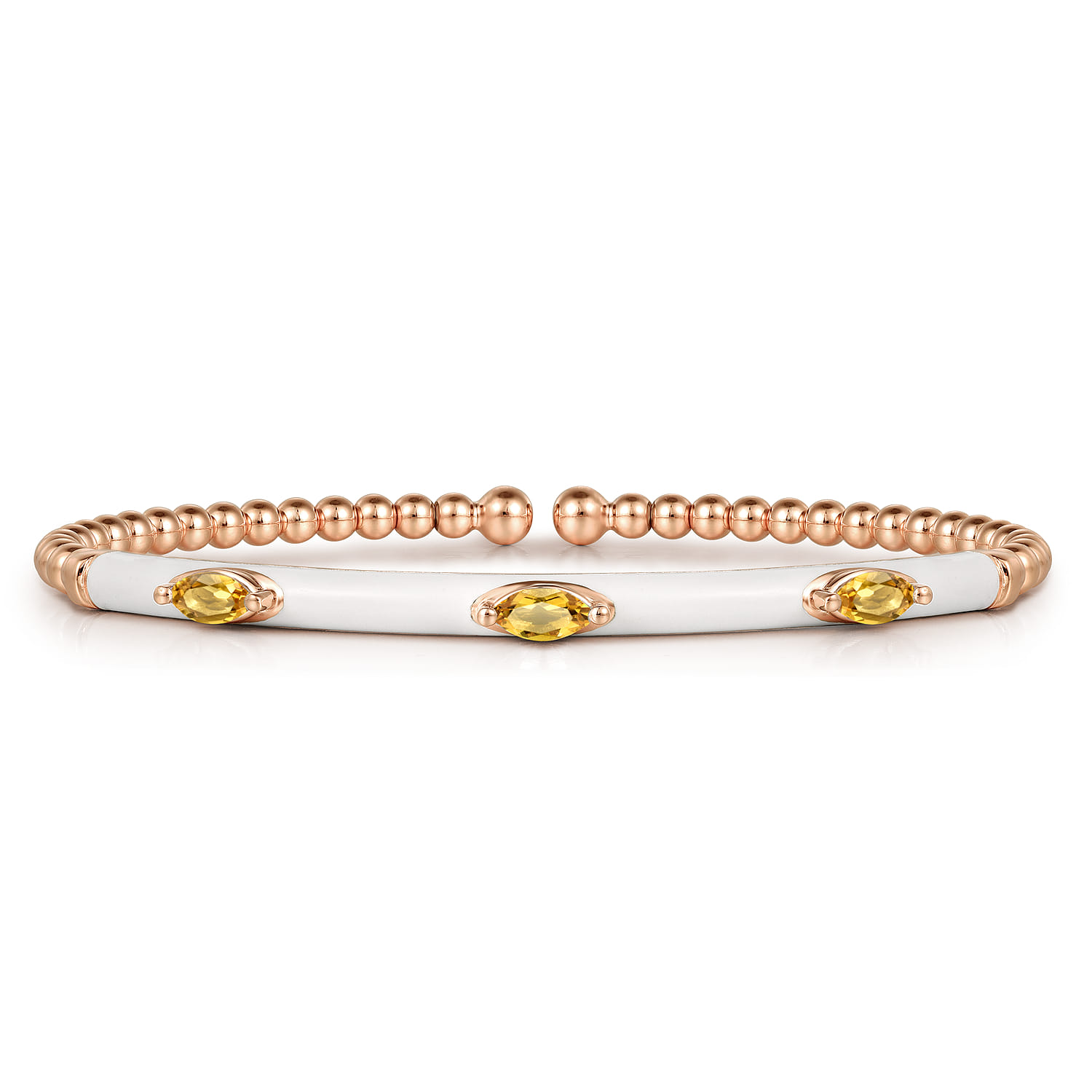 Enamel - 14K Rose Gold Bujukan Citrine Split Bangle with White Enamel - Shot 1
