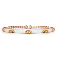Enamel - 14K Rose Gold Bujukan Citrine Split Bangle with White Enamel