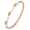 Enamel - 14K Rose Gold Bujukan Citrine Split Bangle with White Enamel