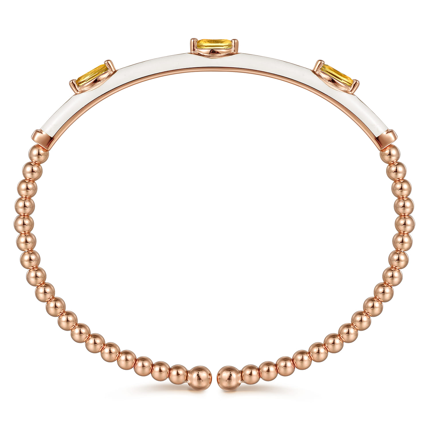Enamel - 14K Rose Gold Bujukan Citrine Split Bangle with White Enamel - Shot 3