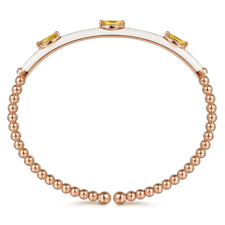 Enamel - 14K Rose Gold Bujukan Citrine Split Bangle with White Enamel - Shot 3