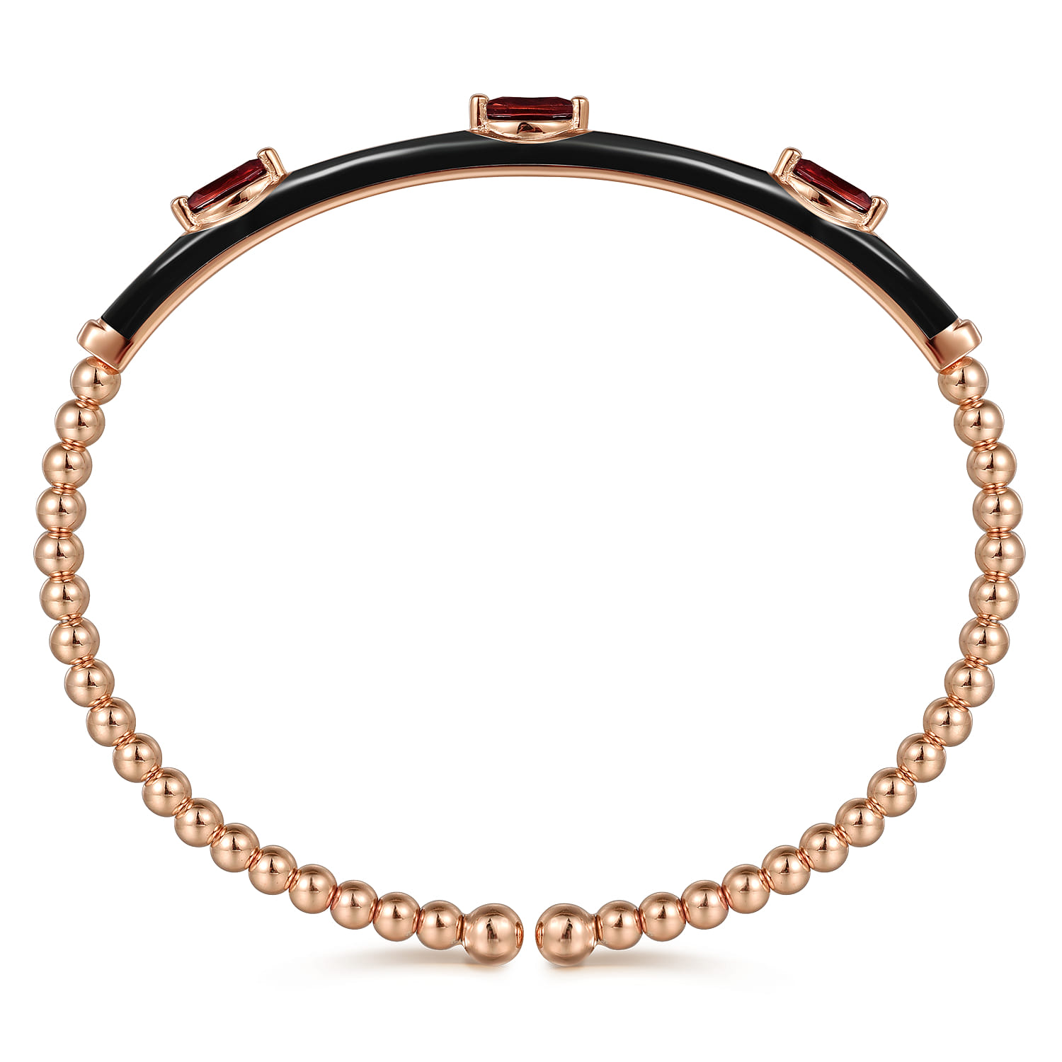 Enamel - 14K Rose Gold Bujukan Garnet Split Bangle with Black Enamel - Shot 3