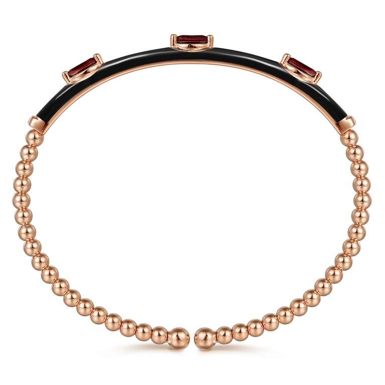 Enamel - 14K Rose Gold Bujukan Garnet Split Bangle with Black Enamel - Shot 3