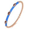 Enamel - 14K Rose Gold Bujukan Garnet Split Bangle with Blue Enamel