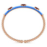 Enamel - 14K Rose Gold Bujukan Garnet Split Bangle with Blue Enamel