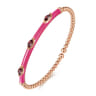 Enamel - 14K Rose Gold Bujukan Garnet Split Bangle with Fuchsia Enamel