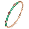 Enamel - 14K Rose Gold Bujukan Garnet Split Bangle with Mint Green Enamel