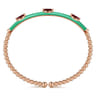 Enamel - 14K Rose Gold Bujukan Garnet Split Bangle with Mint Green Enamel
