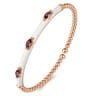 Enamel - 14K Rose Gold Bujukan Garnet Split Bangle with White Enamel