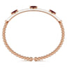 Enamel - 14K Rose Gold Bujukan Garnet Split Bangle with White Enamel