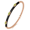 Enamel - 14K Rose Gold Bujukan Peridot Split Bangle with Black Enamel