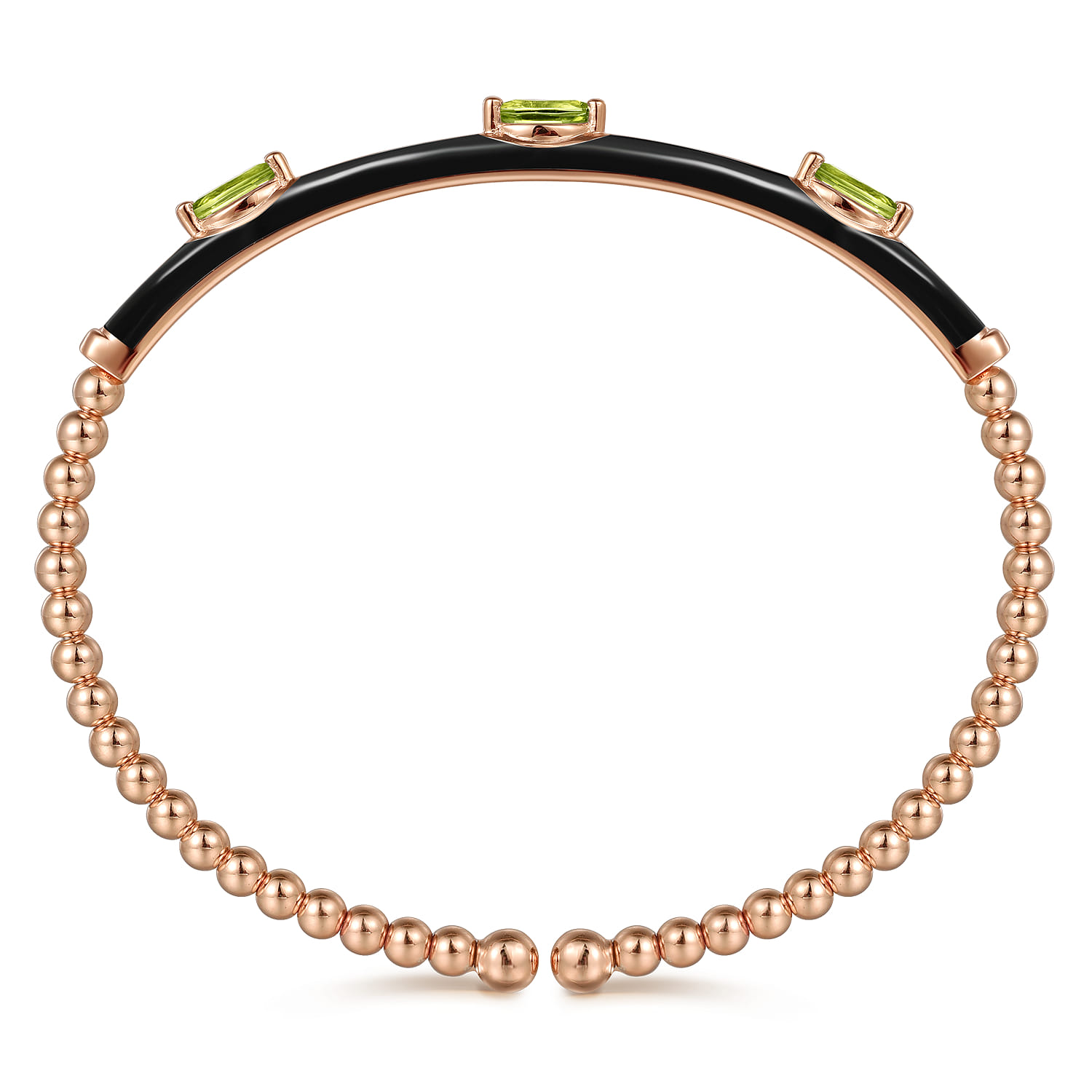 Enamel - 14K Rose Gold Bujukan Peridot Split Bangle with Black Enamel - Shot 3