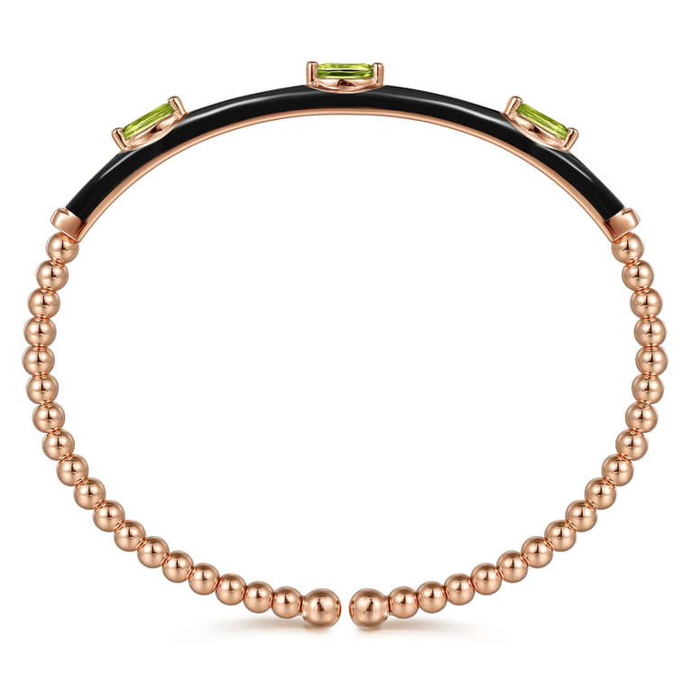 Enamel - 14K Rose Gold Bujukan Peridot Split Bangle with Black Enamel - Shot 3