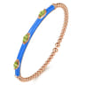Enamel - 14K Rose Gold Bujukan Peridot Split Bangle with Blue Enamel