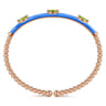 Enamel - 14K Rose Gold Bujukan Peridot Split Bangle with Blue Enamel