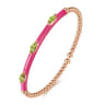 Enamel - 14K Rose Gold Bujukan Peridot Split Bangle with Fuchsia Enamel