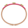 Enamel - 14K Rose Gold Bujukan Peridot Split Bangle with Fuchsia Enamel