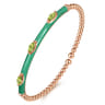 Enamel - 14K Rose Gold Bujukan Peridot Split Bangle with Mint Green Enamel