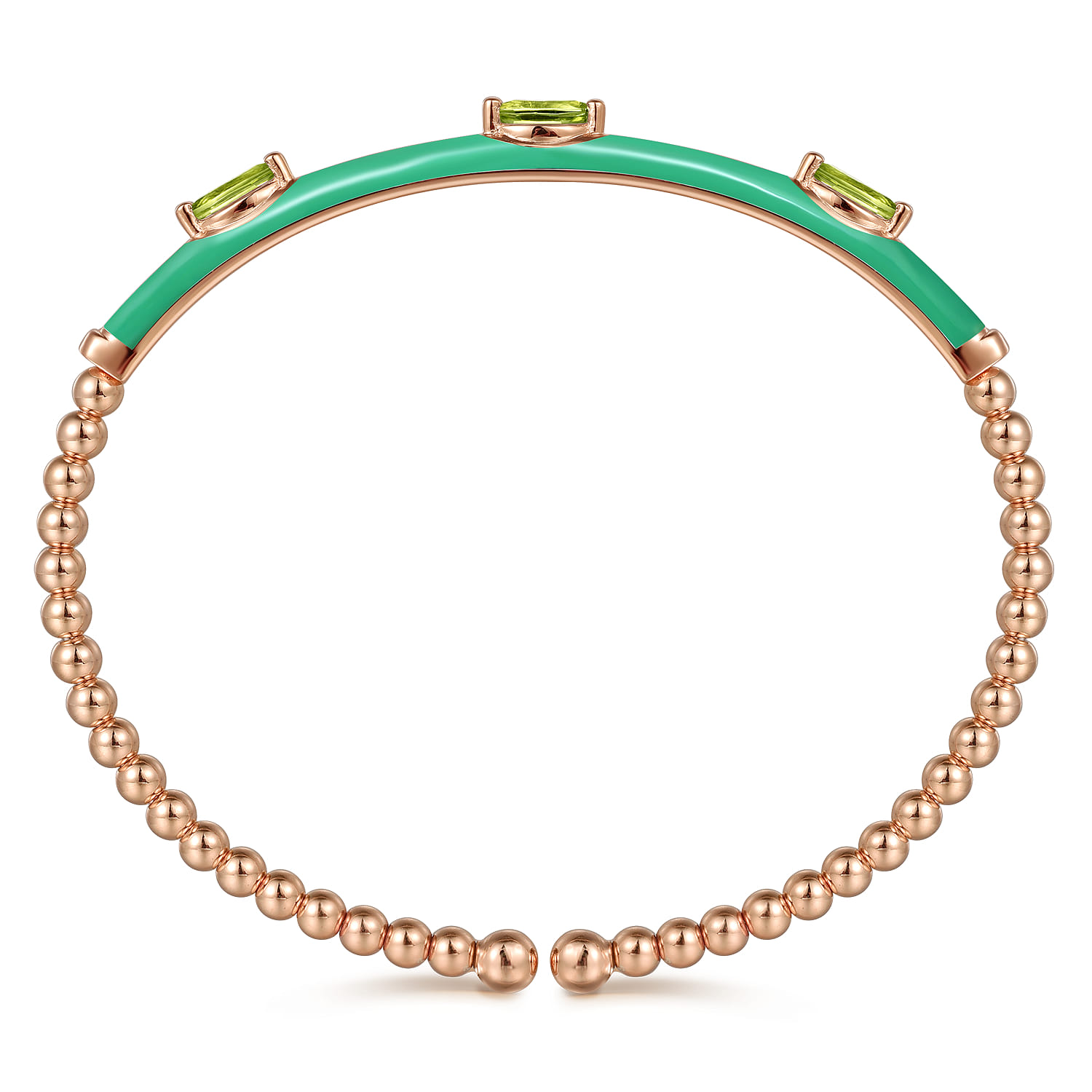Enamel - 14K Rose Gold Bujukan Peridot Split Bangle with Mint Green Enamel - Shot 3