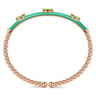 Enamel - 14K Rose Gold Bujukan Peridot Split Bangle with Mint Green Enamel