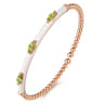 Enamel - 14K Rose Gold Bujukan Peridot Split Bangle with White Enamel