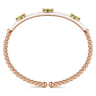 Enamel - 14K Rose Gold Bujukan Peridot Split Bangle with White Enamel