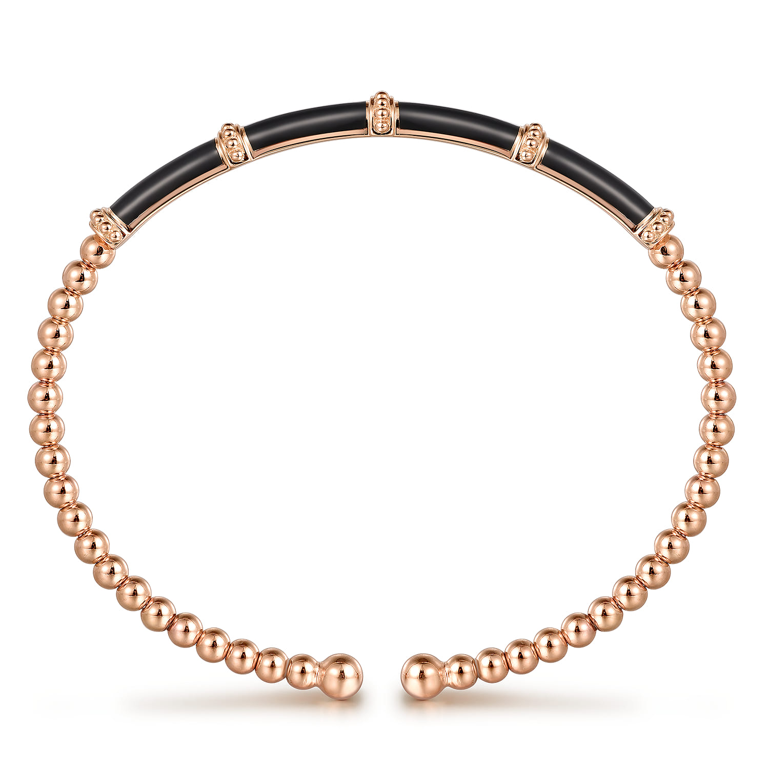 Enamel - 14K Rose Gold Bujukan and Bar Split Bangle with Black Enamel - Shot 3