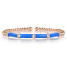 Enamel - 14K Rose Gold Bujukan and Bar Split Bangle with Blue Enamel