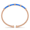 Enamel - 14K Rose Gold Bujukan and Bar Split Bangle with Blue Enamel