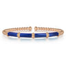 Enamel - 14K Rose Gold Bujukan and Bar Split Bangle with Chrome Blue Enamel