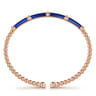 Enamel - 14K Rose Gold Bujukan and Bar Split Bangle with Chrome Blue Enamel
