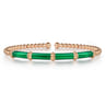 Enamel - 14K Rose Gold Bujukan and Bar Split Bangle with Chrome Green Enamel